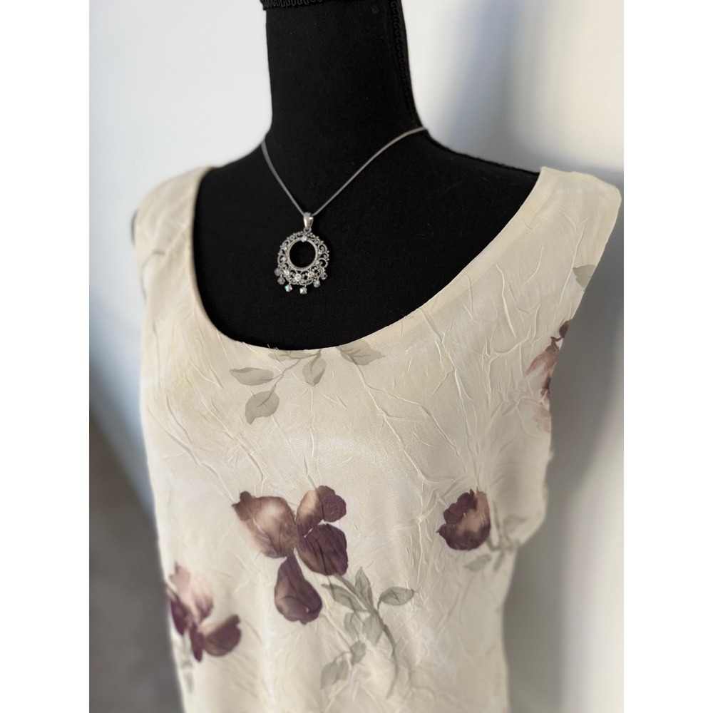 Vtg 90s Whimsigoth Dark Floral Layered slip Dress Size L Ethereal Fairycore - Picture 5 of 12